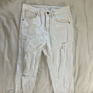 white ripped jeans, unbranded size s